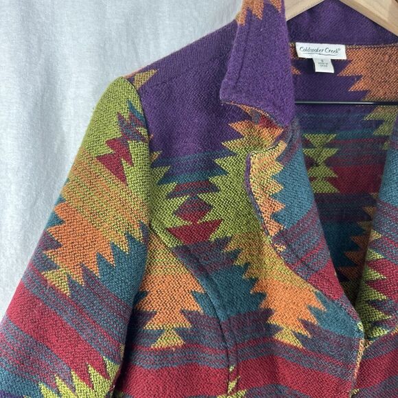 Coldwater Creek Colorful Southwestern Boho Metal Classp Artsy Blazer Womens S - Picture 6 of 16
